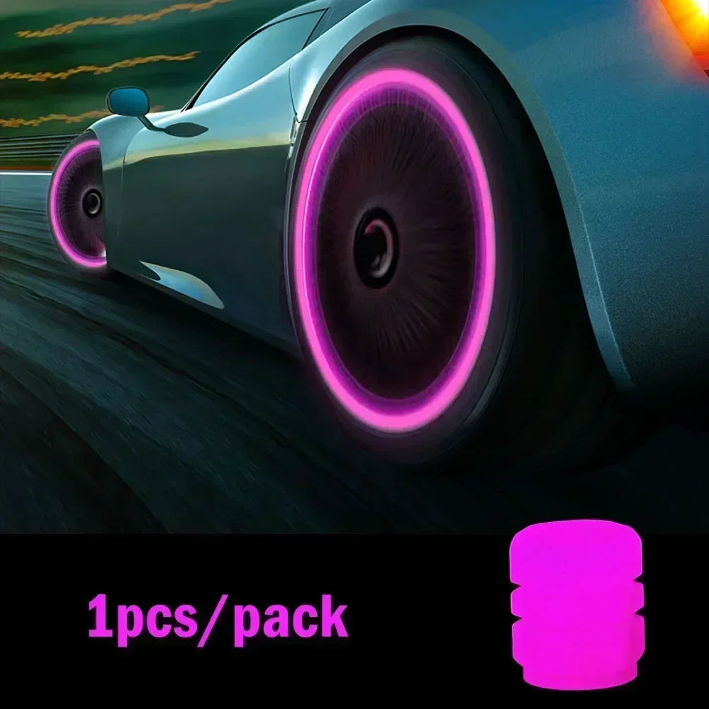Motorcycle, bicycle wheel hub, valve cap, car luminous tire, valve cap, fluorescent green blue luminous
