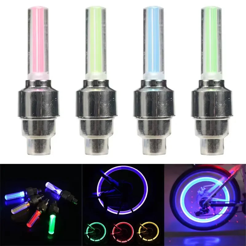 2PCS Bicycle Lights Motion Sensor LED Lights Road MTB Bike Tire Valve Caps Wheel Spokes LED Light Bicycle Accessories Neon Flash