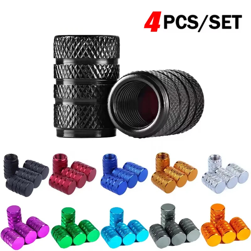 Aluminum Alloy Tire Valve Stem Caps 4 Pcs Universal Stem Covers for Cars Motorcycles and Bikes Auto Tire Accessoires