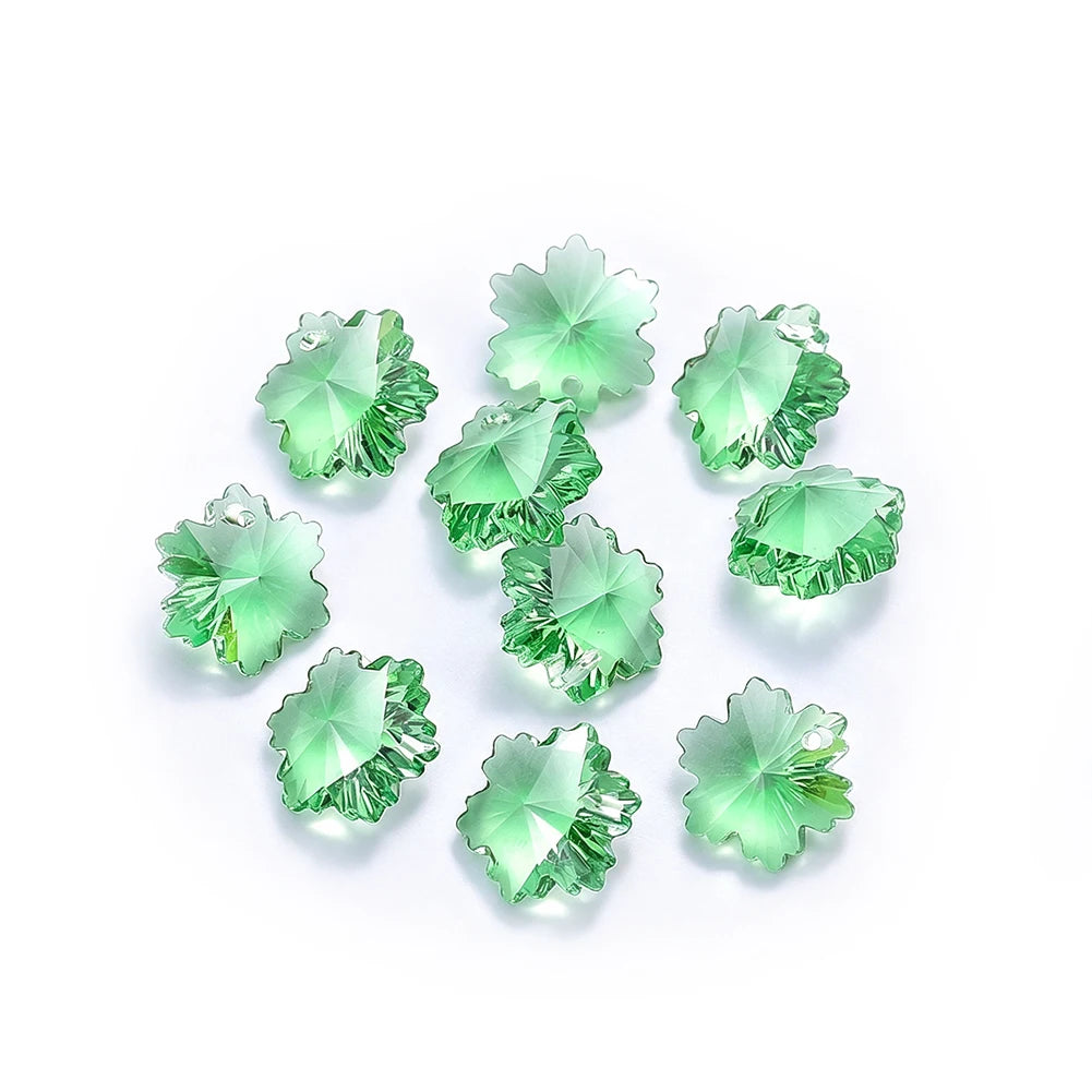 20pcs 14mm Crystal Glass Snowflake Beads DIY Suncatcher Making Supplies Prisms Charms Jewelry Pendant Accessories Single Hole
