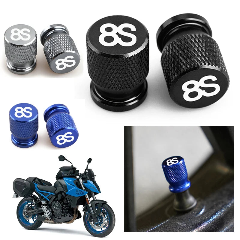 motorcycle repack Accessories CNC Aluminum Wheel Tyre Valve Cap 1 Pair With Logo 8S For SUZUKI GSX-8S GSXS-8S GSX8S GSX 8S