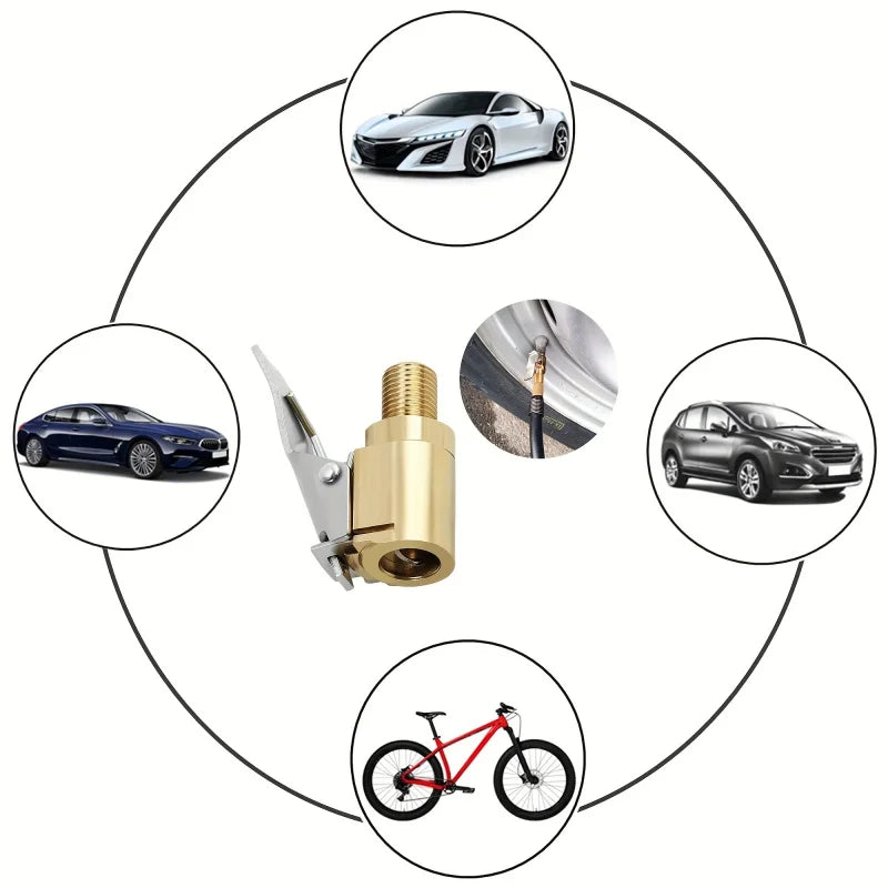 Universal Brass Locking Tyre Air Chuck Clip Adapter Automotive Grade Quick Inflation for Car Motorcycle Bike Accessories
