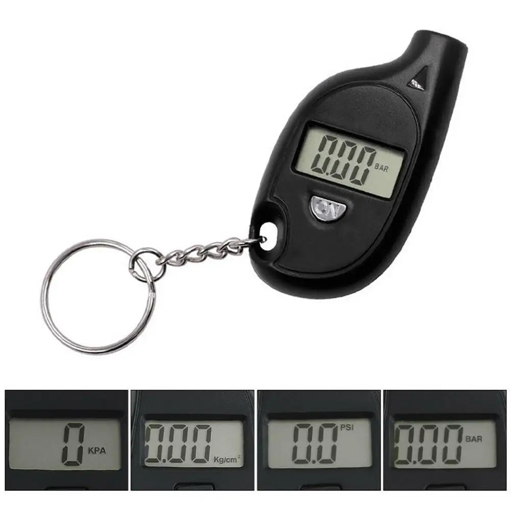 Mini Keychain Style Tire Gauge Digital Lcd Display Car Tire Air Pressure Tester Meter Auto Car Motorcycle Tire Safety Alarm