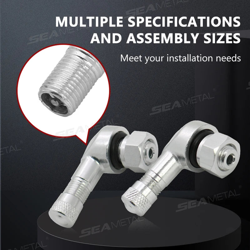SEAMETAL 1/2pcs Universal Motorcycle Wheel Tire Valves Stem Cap Air Tire Cover 90 Degree CNC Aluminum Tubeless Valve Stems